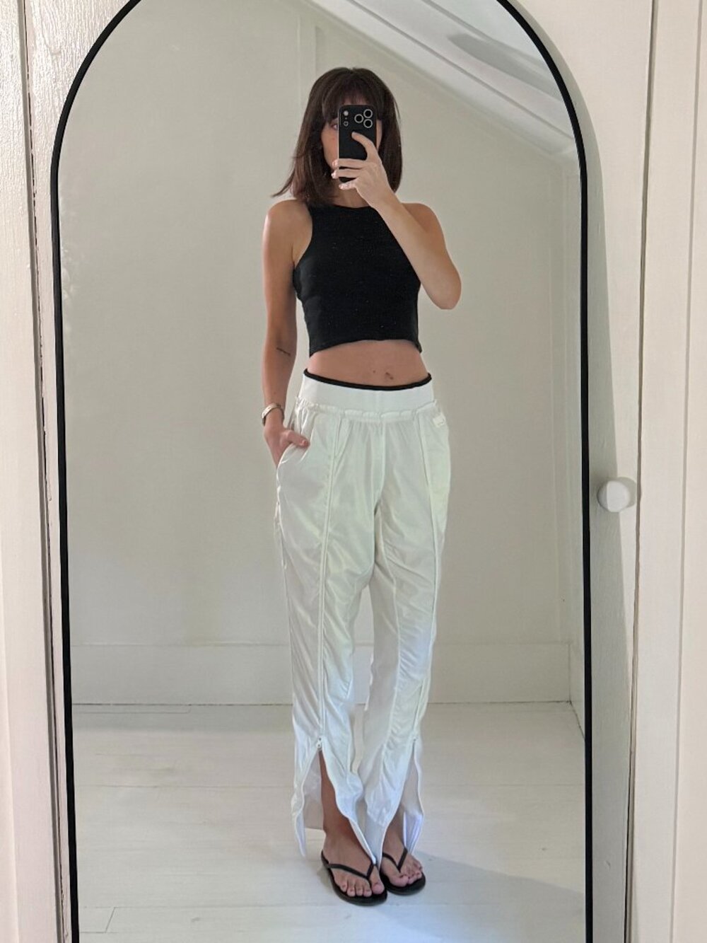 Adidas Stella McCartney Barricade Ruched Ankle Zip Tennis Pants White Size L